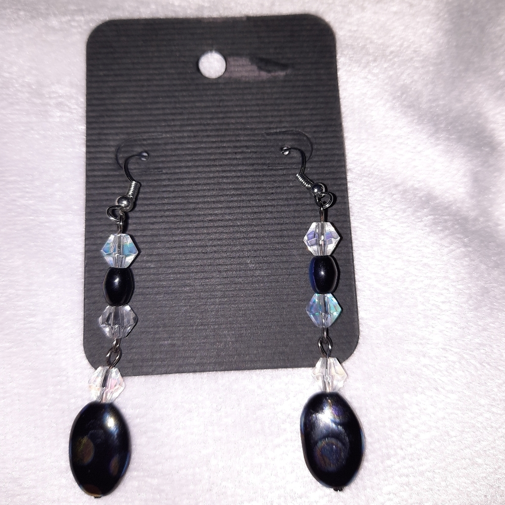 Homemade glass bead earrings